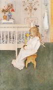 Carl Larsson Lisbeth in her night Dress with a yellow tulip oil painting picture wholesale